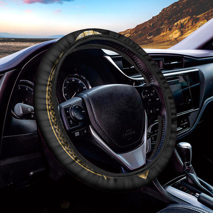 Gold Viking Norse God Odin Print Car Steering Wheel Cover