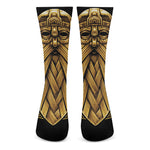 Gold Viking Norse God Odin Print Crew Socks