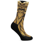 Gold Viking Norse God Odin Print Crew Socks