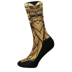 Gold Viking Norse God Odin Print Crew Socks