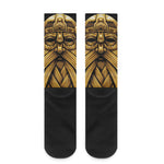Gold Viking Norse God Odin Print Crew Socks