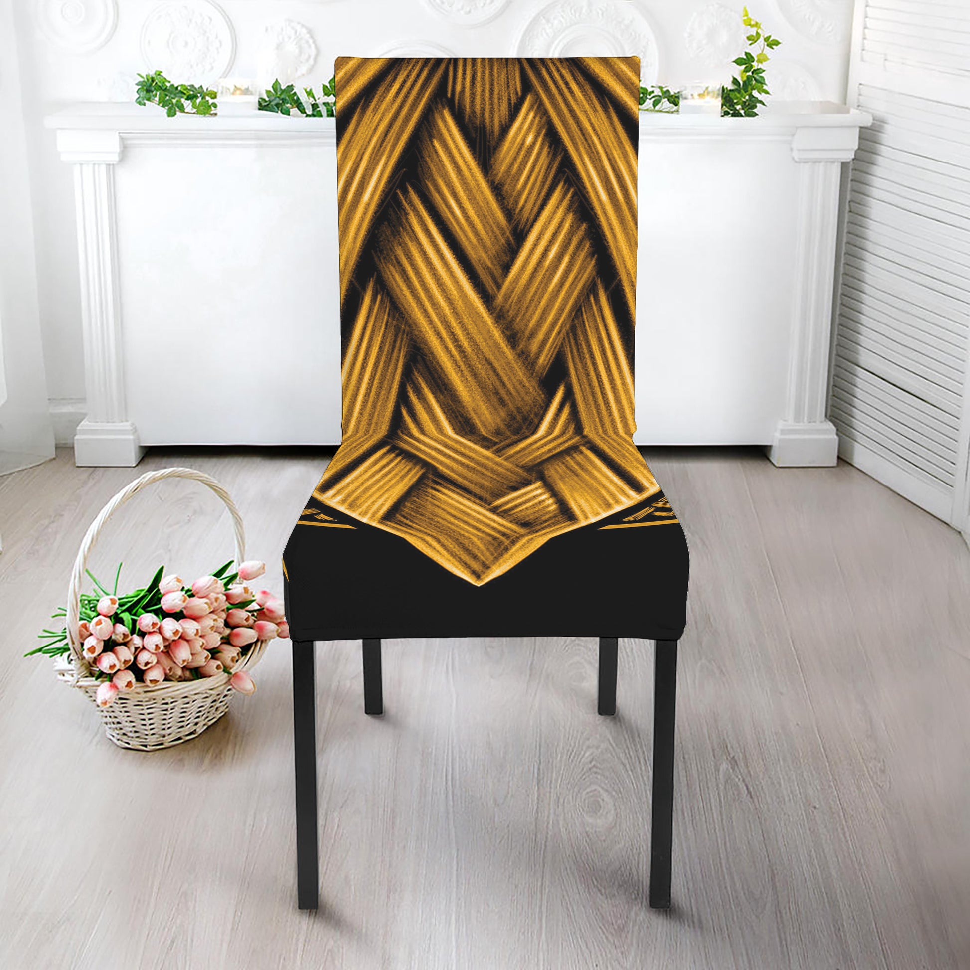 Gold Viking Norse God Odin Print Dining Chair Slipcover