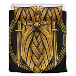 Gold Viking Norse God Odin Print Duvet Cover Bedding Set