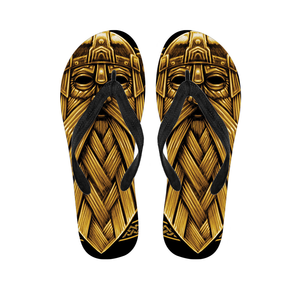 Gold Viking Norse God Odin Print Flip Flops