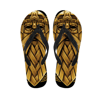 Gold Viking Norse God Odin Print Flip Flops