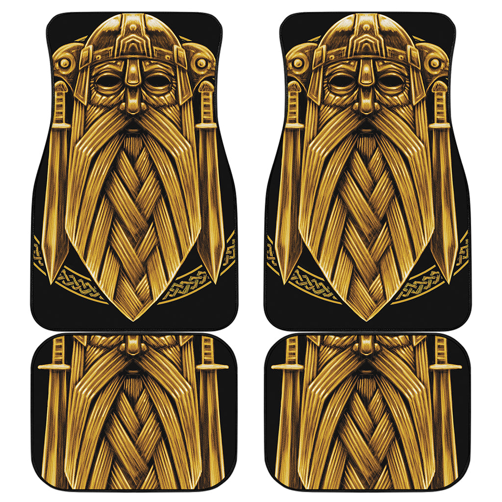 Gold Viking Norse God Odin Print Front and Back Car Floor Mats