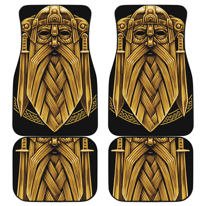 Gold Viking Norse God Odin Print Front and Back Car Floor Mats