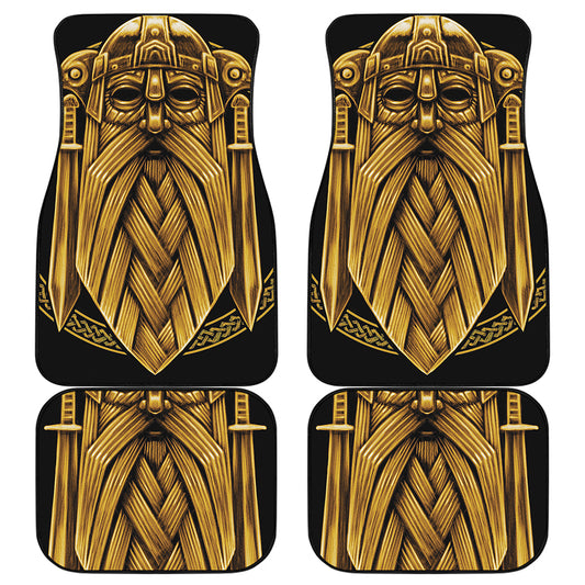 Gold Viking Norse God Odin Print Front and Back Car Floor Mats