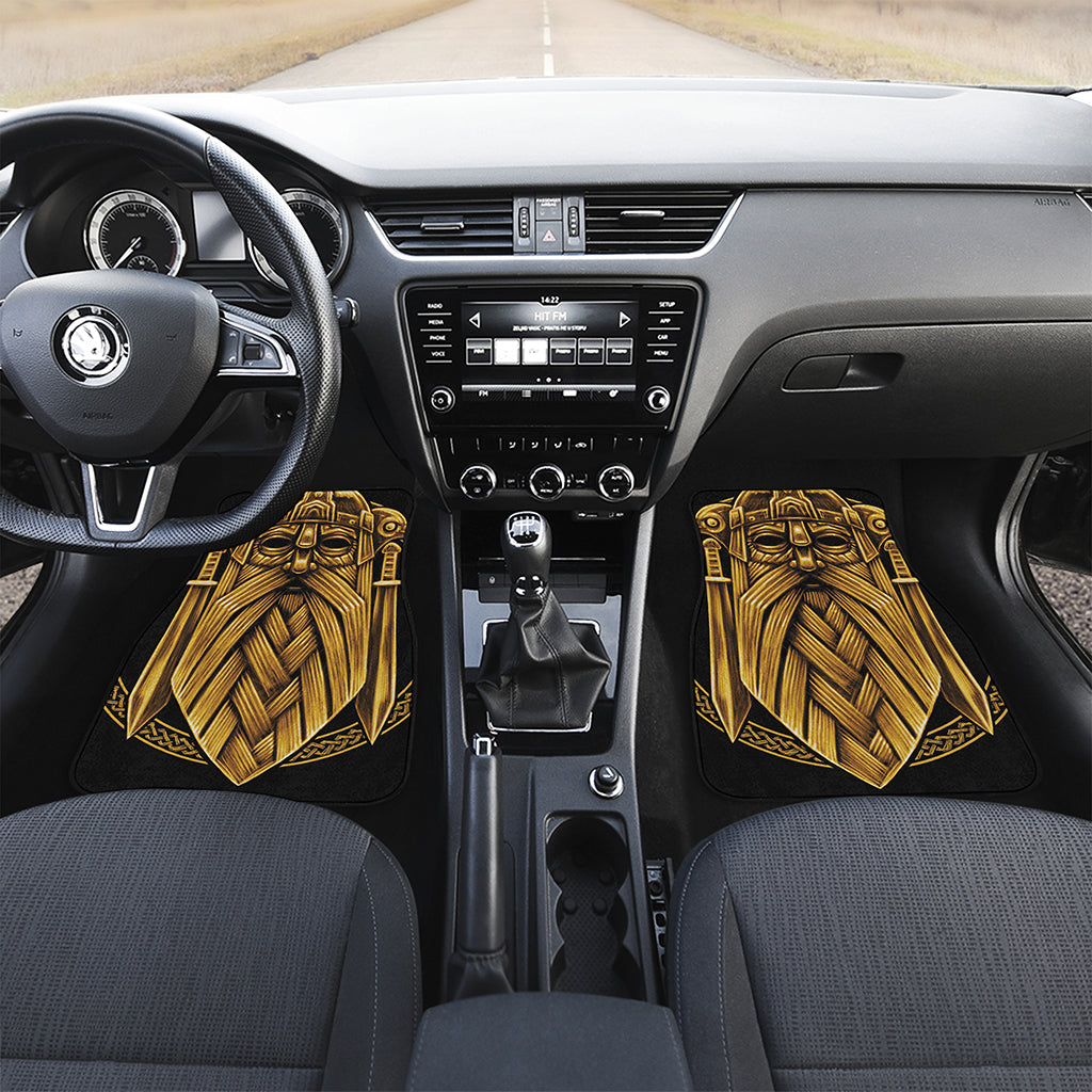 Gold Viking Norse God Odin Print Front and Back Car Floor Mats
