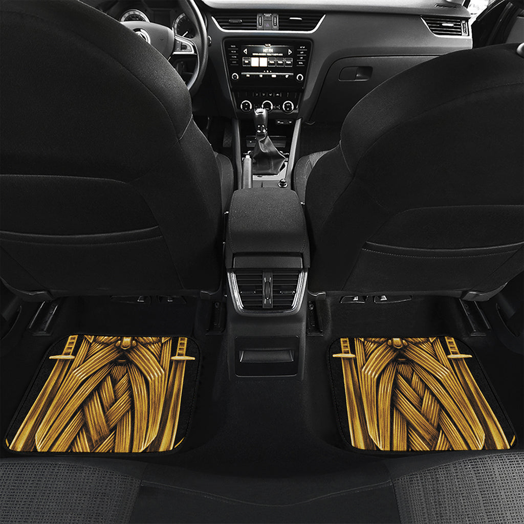 Gold Viking Norse God Odin Print Front and Back Car Floor Mats
