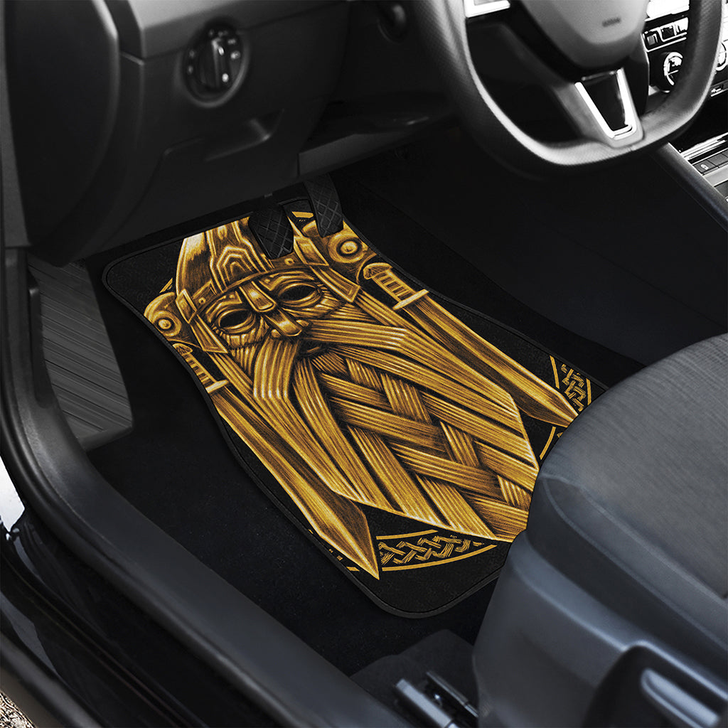Gold Viking Norse God Odin Print Front and Back Car Floor Mats