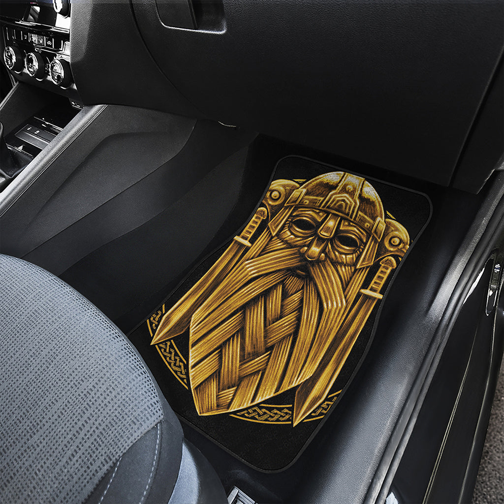 Gold Viking Norse God Odin Print Front and Back Car Floor Mats