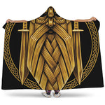 Gold Viking Norse God Odin Print Hooded Blanket
