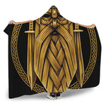 Gold Viking Norse God Odin Print Hooded Blanket