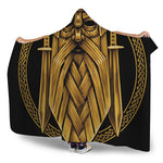 Gold Viking Norse God Odin Print Hooded Blanket