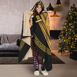 Gold Viking Norse God Odin Print Hooded Blanket