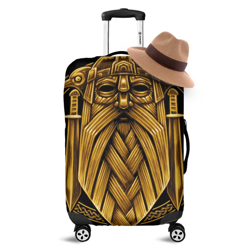 Gold Viking Norse God Odin Print Luggage Cover
