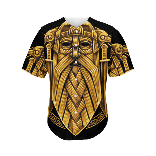 Gold Viking Norse God Odin Print Men's Baseball Jersey