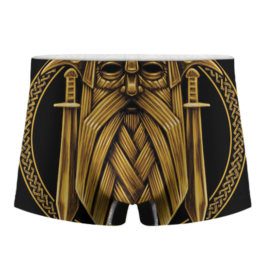 Gold Viking Norse God Odin Print Men's Boxer Briefs