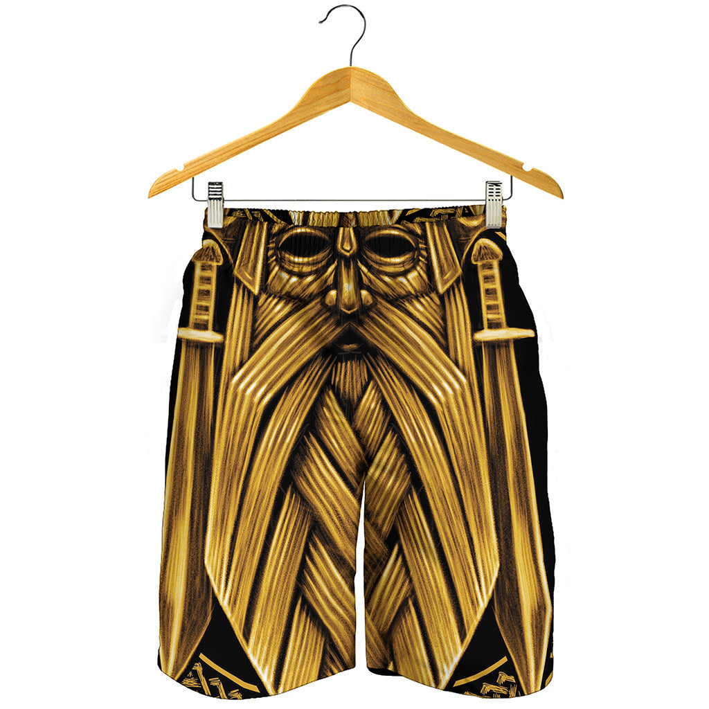 Gold Viking Norse God Odin Print Men's Shorts
