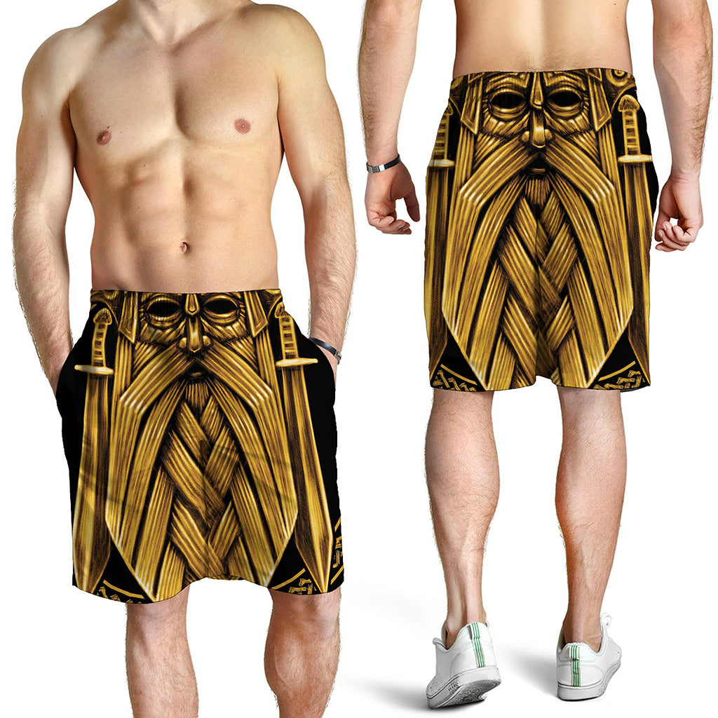 Gold Viking Norse God Odin Print Men's Shorts