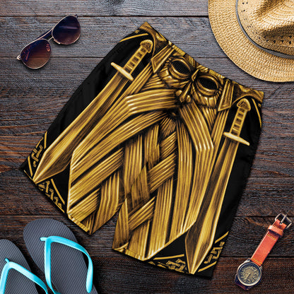 Gold Viking Norse God Odin Print Men's Shorts