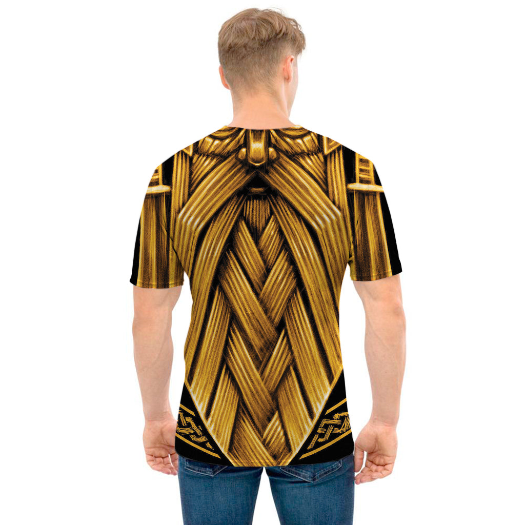Gold Viking Norse God Odin Print Men's T-Shirt
