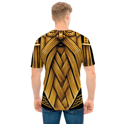 Gold Viking Norse God Odin Print Men's T-Shirt