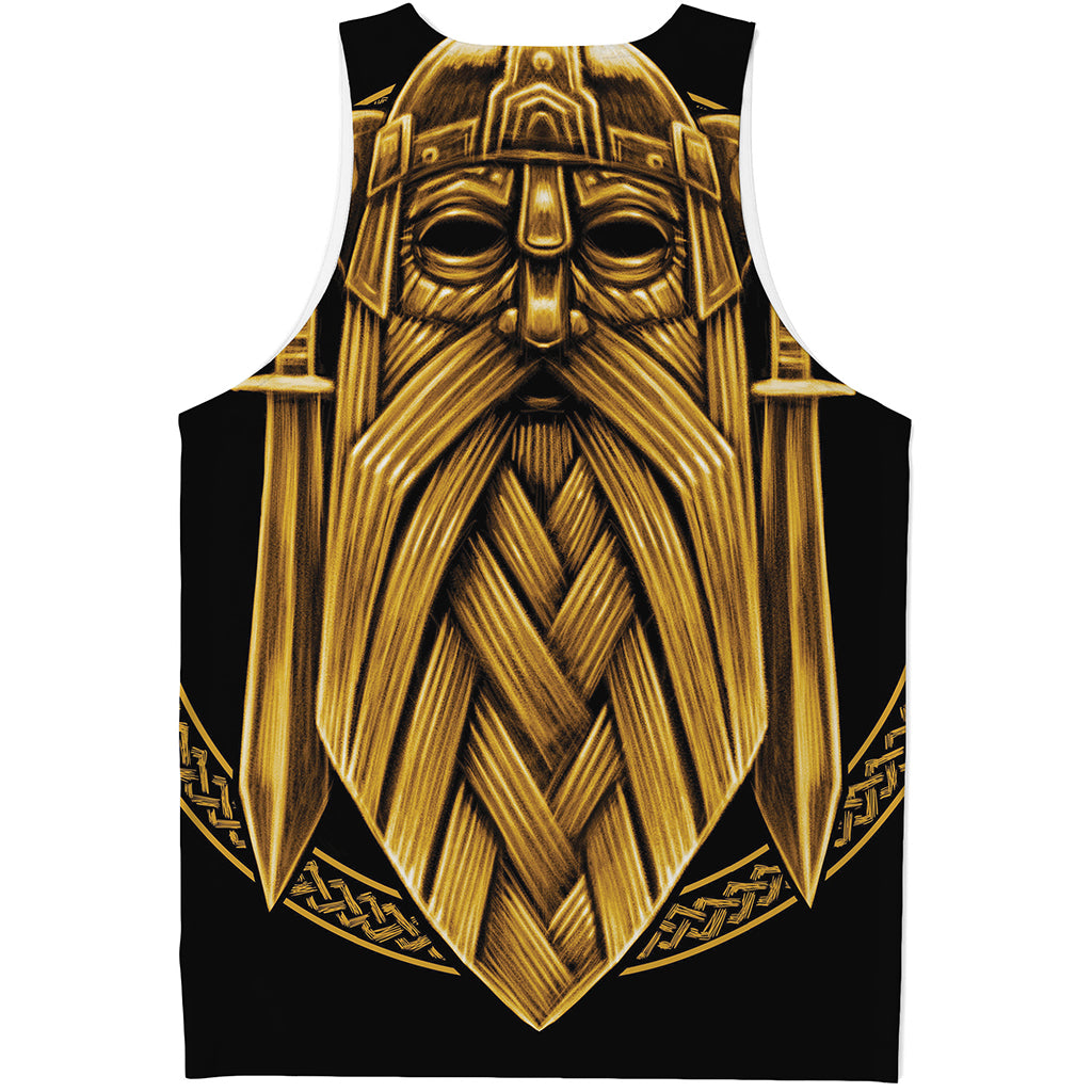 Gold Viking Norse God Odin Print Men's Tank Top