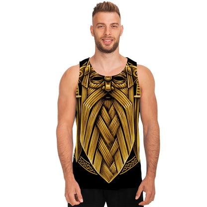 Gold Viking Norse God Odin Print Men's Tank Top