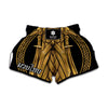 Gold Viking Norse God Odin Print Muay Thai Boxing Shorts