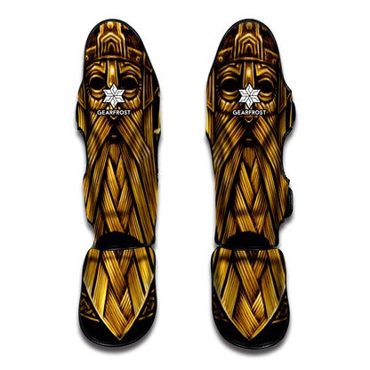 Gold Viking Norse God Odin Print Muay Thai Shin Guard