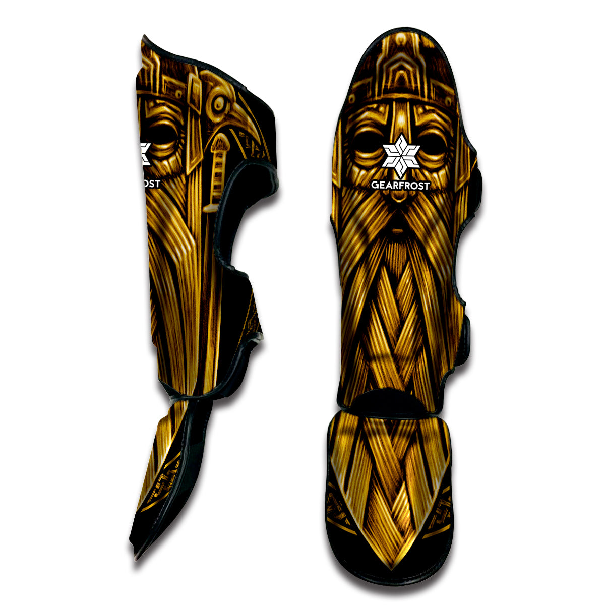 Gold Viking Norse God Odin Print Muay Thai Shin Guard