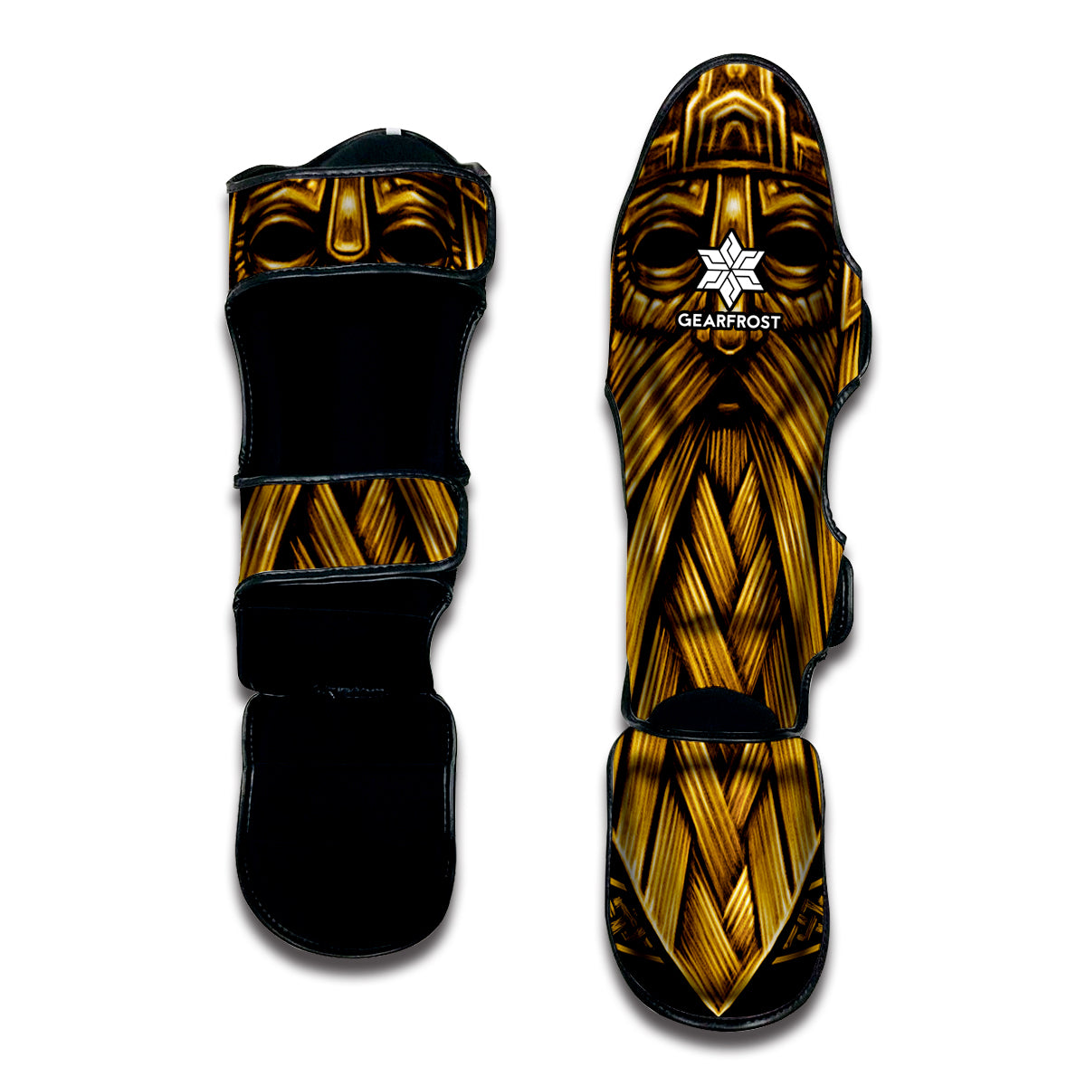 Gold Viking Norse God Odin Print Muay Thai Shin Guard