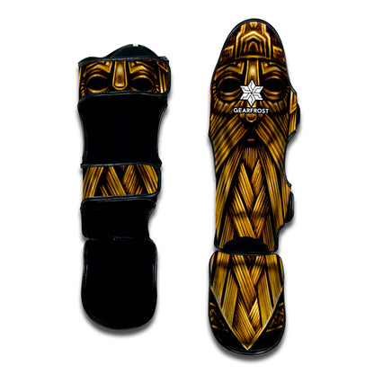 Gold Viking Norse God Odin Print Muay Thai Shin Guard