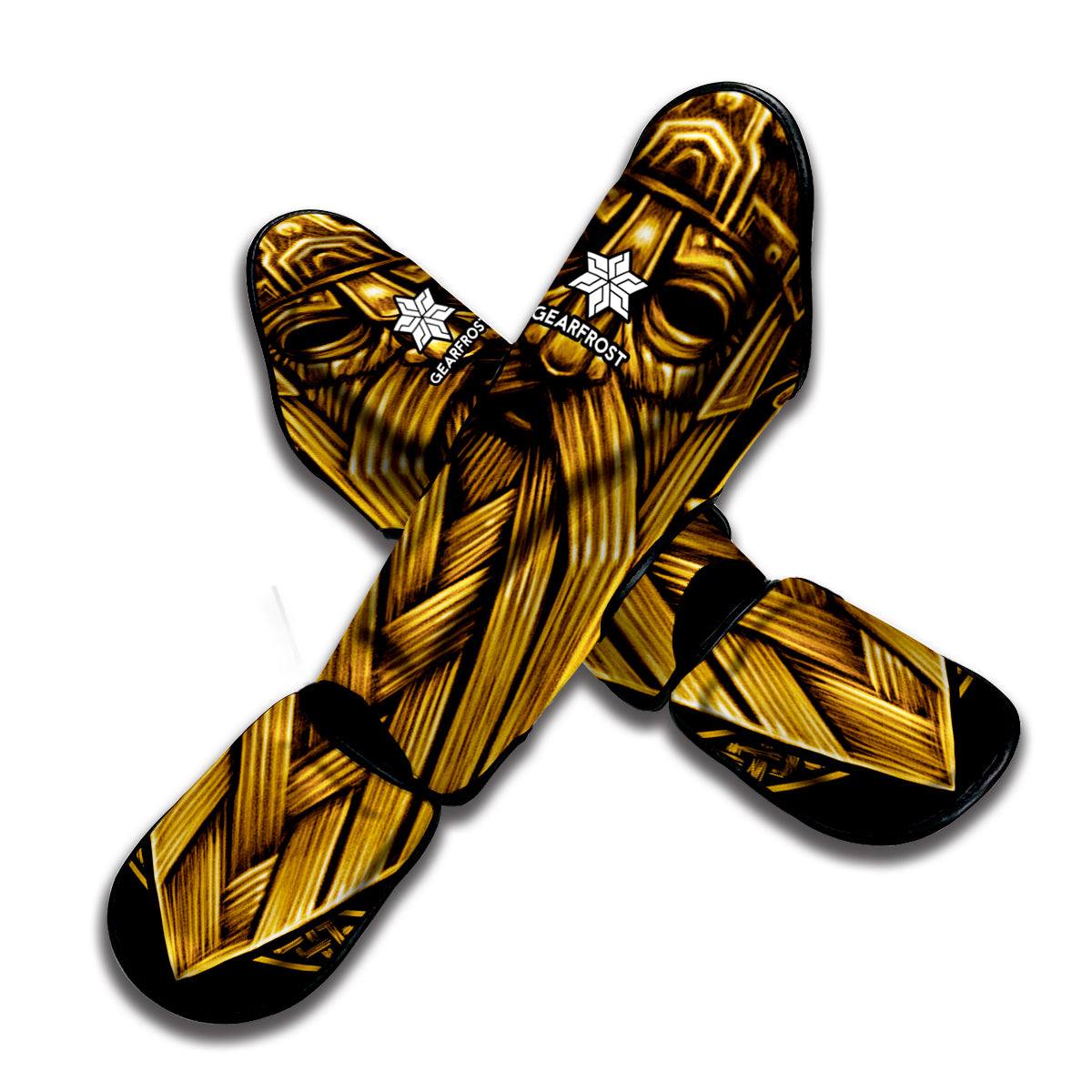 Gold Viking Norse God Odin Print Muay Thai Shin Guard