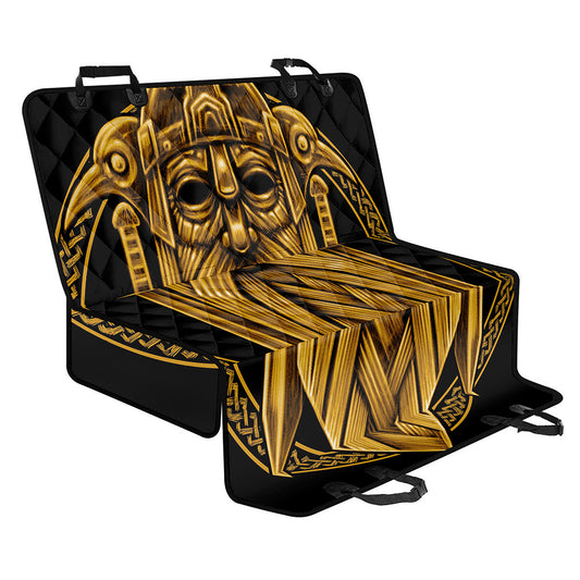 Gold Viking Norse God Odin Print Pet Car Back Seat Cover
