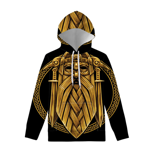 Gold Viking Norse God Odin Print Pullover Hoodie