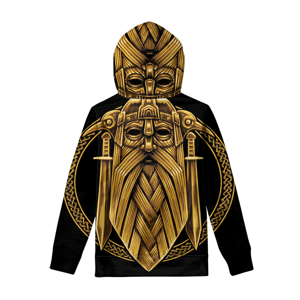 Gold Viking Norse God Odin Print Pullover Hoodie