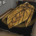 Gold Viking Norse God Odin Print Quilt Bed Set