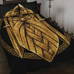 Gold Viking Norse God Odin Print Quilt Bed Set