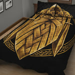 Gold Viking Norse God Odin Print Quilt Bed Set