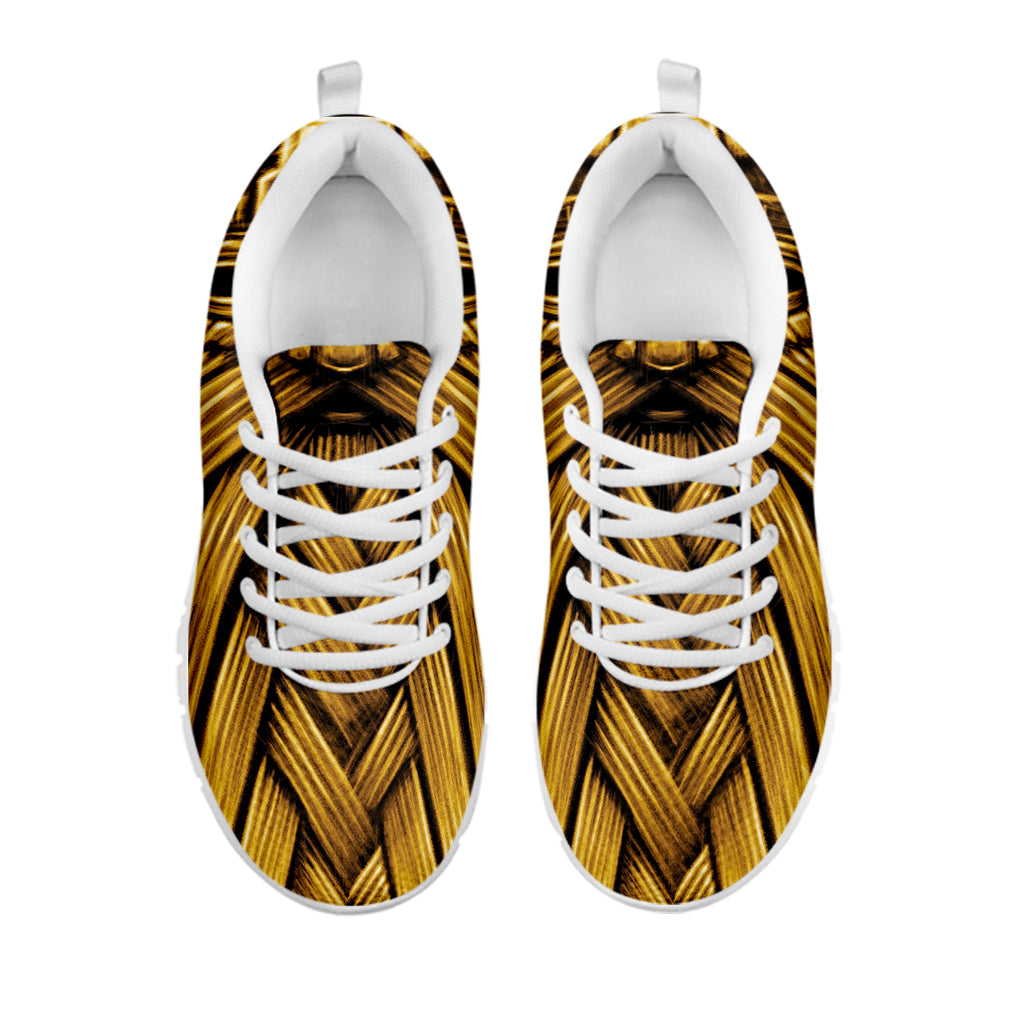 Gold Viking Norse God Odin Print White Sneakers