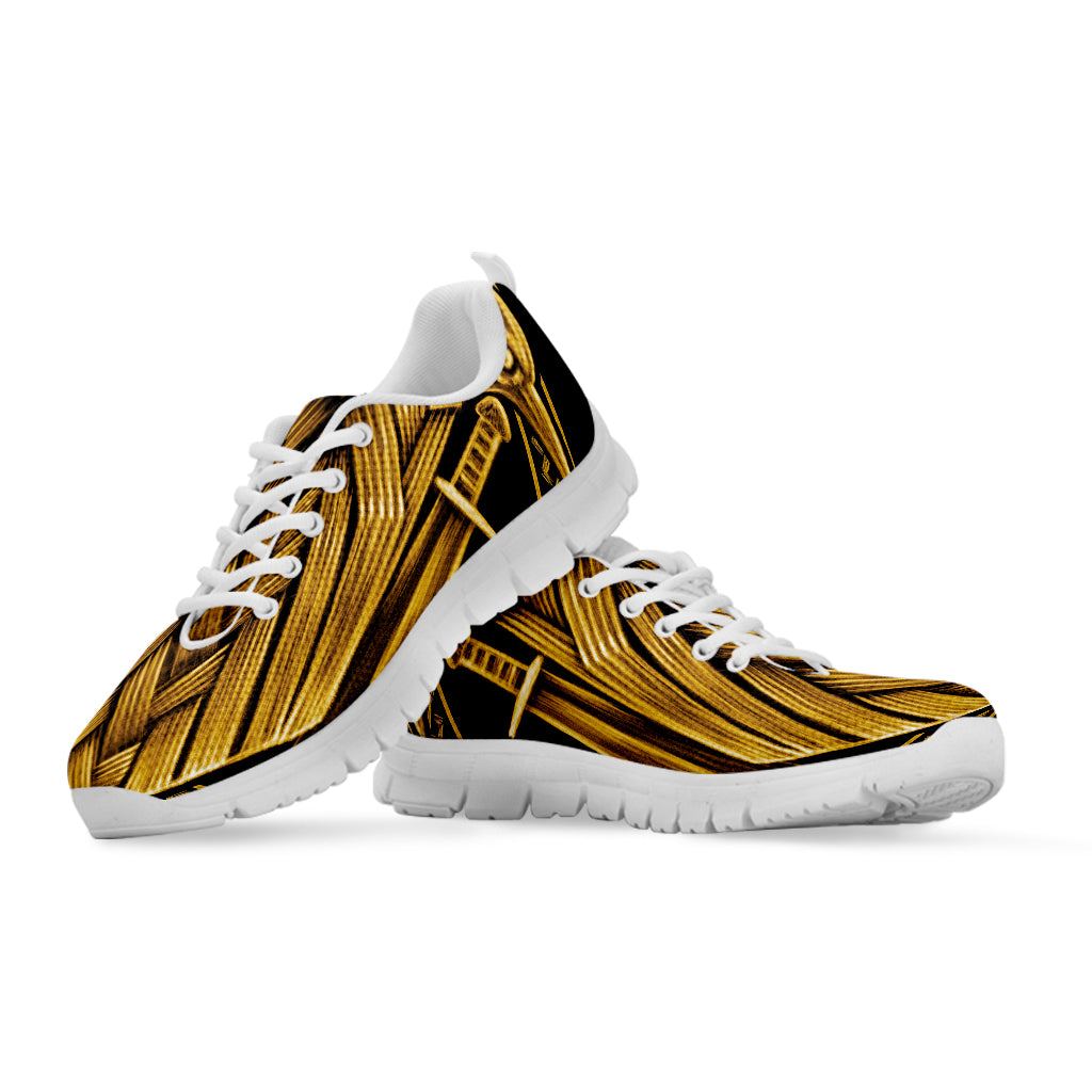 Gold Viking Norse God Odin Print White Sneakers