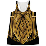 Gold Viking Norse God Odin Print Women's Racerback Tank Top