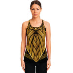 Gold Viking Norse God Odin Print Women's Racerback Tank Top