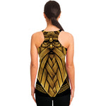 Gold Viking Norse God Odin Print Women's Racerback Tank Top