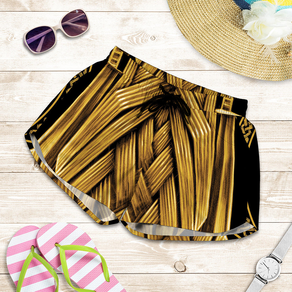 Gold Viking Norse God Odin Print Women's Shorts