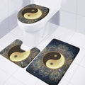 Gold Yin Yang Mandala Print 3 Piece Bath Mat Set