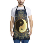 Gold Yin Yang Mandala Print Apron